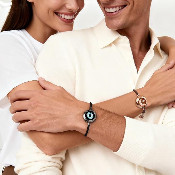 Couple Bracelet for Long Distance, Vibration & Lighting, Bluetooth Pair, Stainless Steel