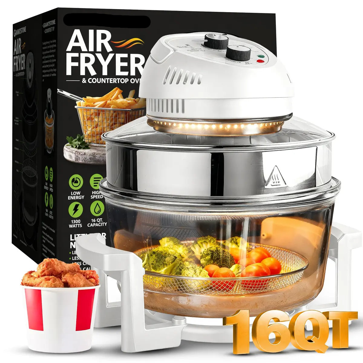 16 Quart Extra Large Air Fryer Oven, Oil-Less Crispy Cooking for Healthier Meals, Large Capacity Countertop Air Fryer with Rapid Hot Air Circulation for Family Size Cooking