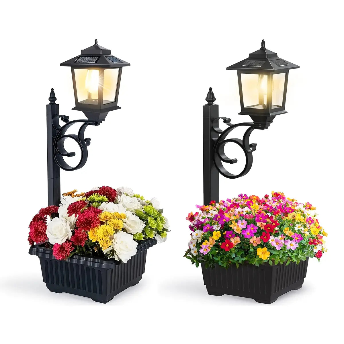 Solar Post Light with Planter, 2-in-1 Outdoor Decoration for Porch, Patio & Front Door, Perfect for Weddings, Easter & Events