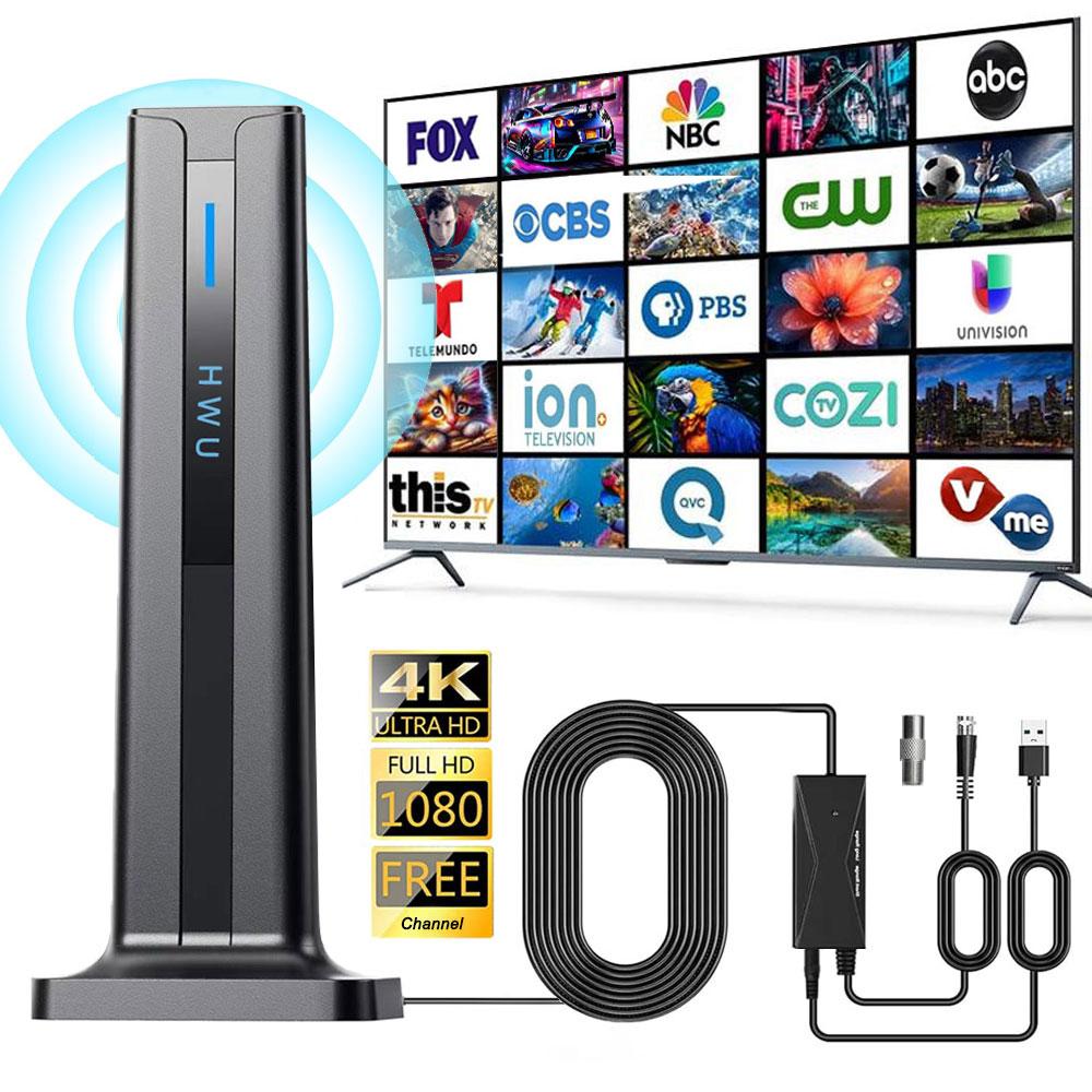 2026 Digital TV Antenna for Smart TV, 360° Reception, 4K HDTV, Long Range, Easy Install, Indoor Antenna for Local Channels, No Cable Needed, Compatible with 1080P TVs, 3M Stick Base