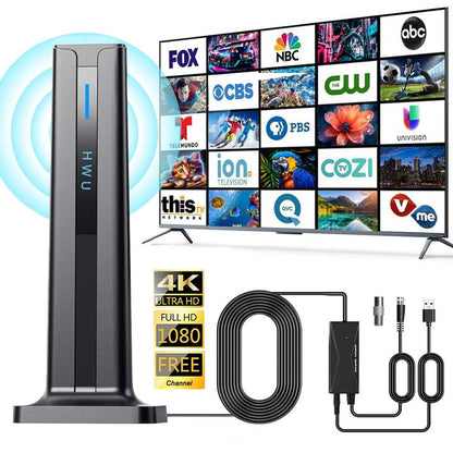2026 Digital TV Antenna for Smart TV, 360° Reception, 4K HDTV, Long Range, Easy Install, Indoor Antenna for Local Channels, No Cable Needed, Compatible with 1080P TVs, 3M Stick Base