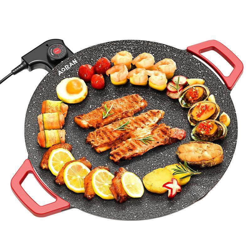 1500W Portable Electric Korean BBQ Grill, Indoor Smokeless Nonstick Grill Pan with Adjustable Temperature Control, Large Surface Frying Griddle for Home Cooking and Tabletop BBQ