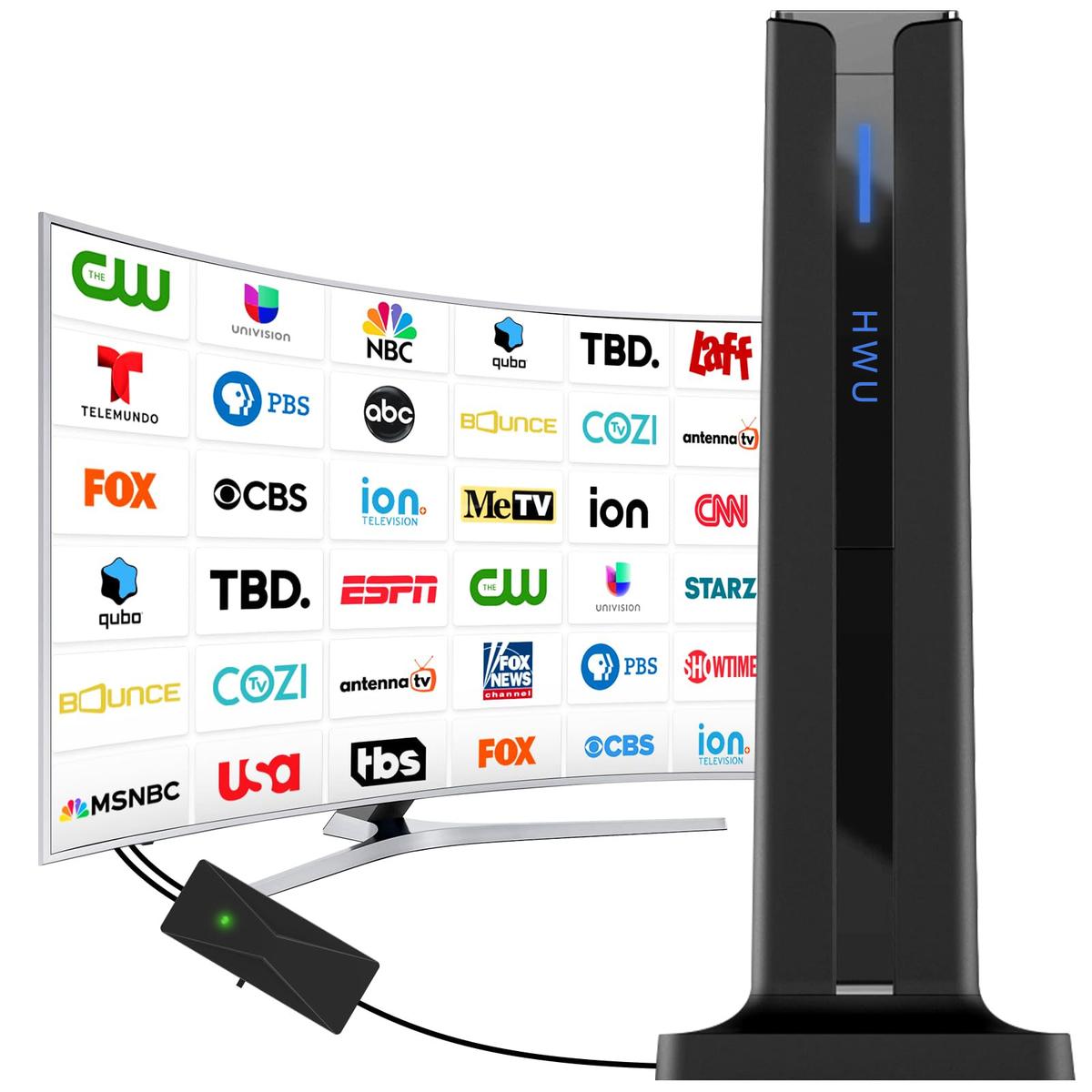 2026 Digital TV Antenna for Smart TV, 360° Reception, 4K HDTV, Long Range, Easy Install, Indoor Antenna for Local Channels, No Cable Needed, Compatible with 1080P TVs, 3M Stick Base
