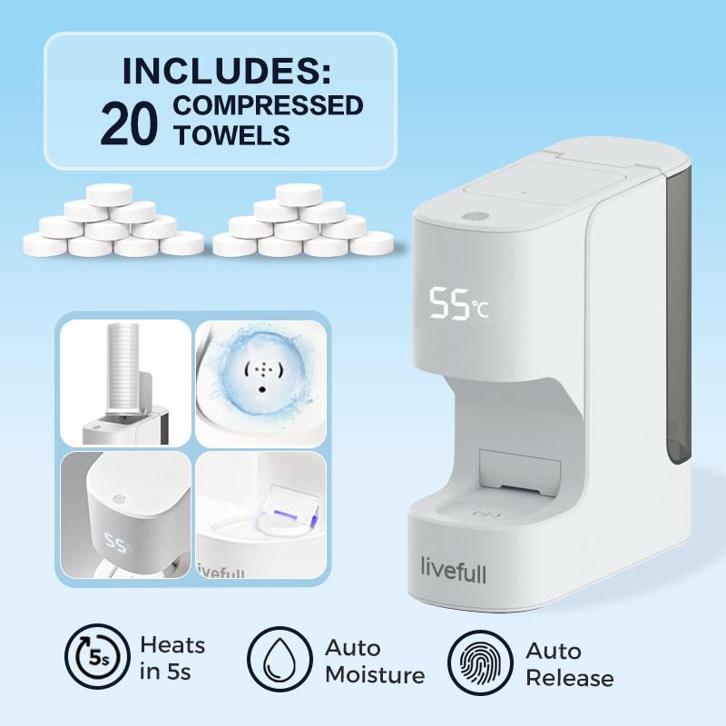 Smart Towel Heater with 5s Fast Heating & 55°C Constant Temp, Auto Towel Warmer, Includes 20 Towels