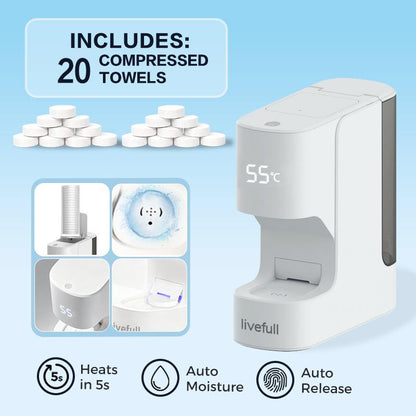 Smart Towel Heater with 5s Fast Heating & 55°C Constant Temp, Auto Towel Warmer, Includes 20 Towels