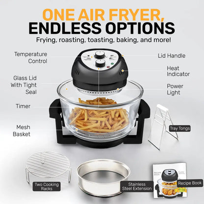 16 Quart Extra Large Air Fryer Oven, Oil-Less Crispy Cooking for Healthier Meals, Large Capacity Countertop Air Fryer with Rapid Hot Air Circulation for Family Size Cooking