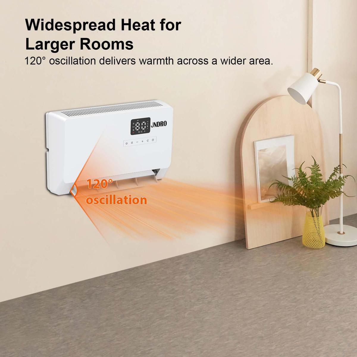 1500W Wall Mounted Electric Heater, Fast Heating Indoor Panel Heater with Oscillation, 24-Hour Timer & Overheat Protection for Bedroom, Bathroom, Office