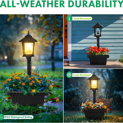 Solar Post Light with Planter, 2-in-1 Outdoor Decoration for Porch, Patio & Front Door, Perfect for Weddings, Easter & Events