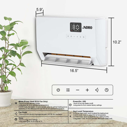 1500W Wall Mounted Electric Heater, Fast Heating Indoor Panel Heater with Oscillation, 24-Hour Timer & Overheat Protection for Bedroom, Bathroom, Office