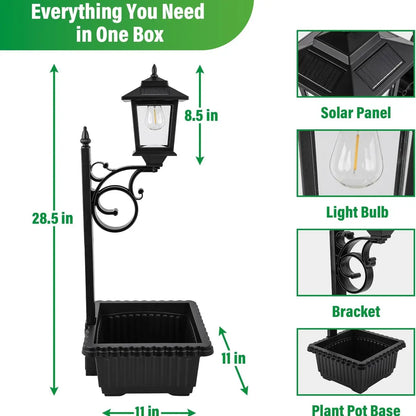 Solar Post Light with Planter, 2-in-1 Outdoor Decoration for Porch, Patio & Front Door, Perfect for Weddings, Easter & Events