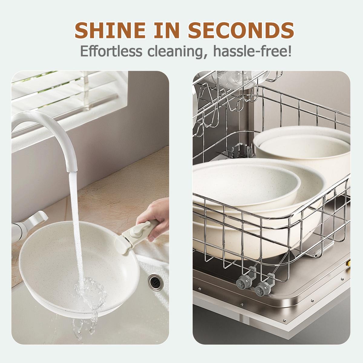 12-Piece Nonstick Pots and Pans Set with Detachable Handle, Induction Compatible Cookware, Oven & Dishwasher Safe Stackable Kitchen Cooking Set for Easy Storage