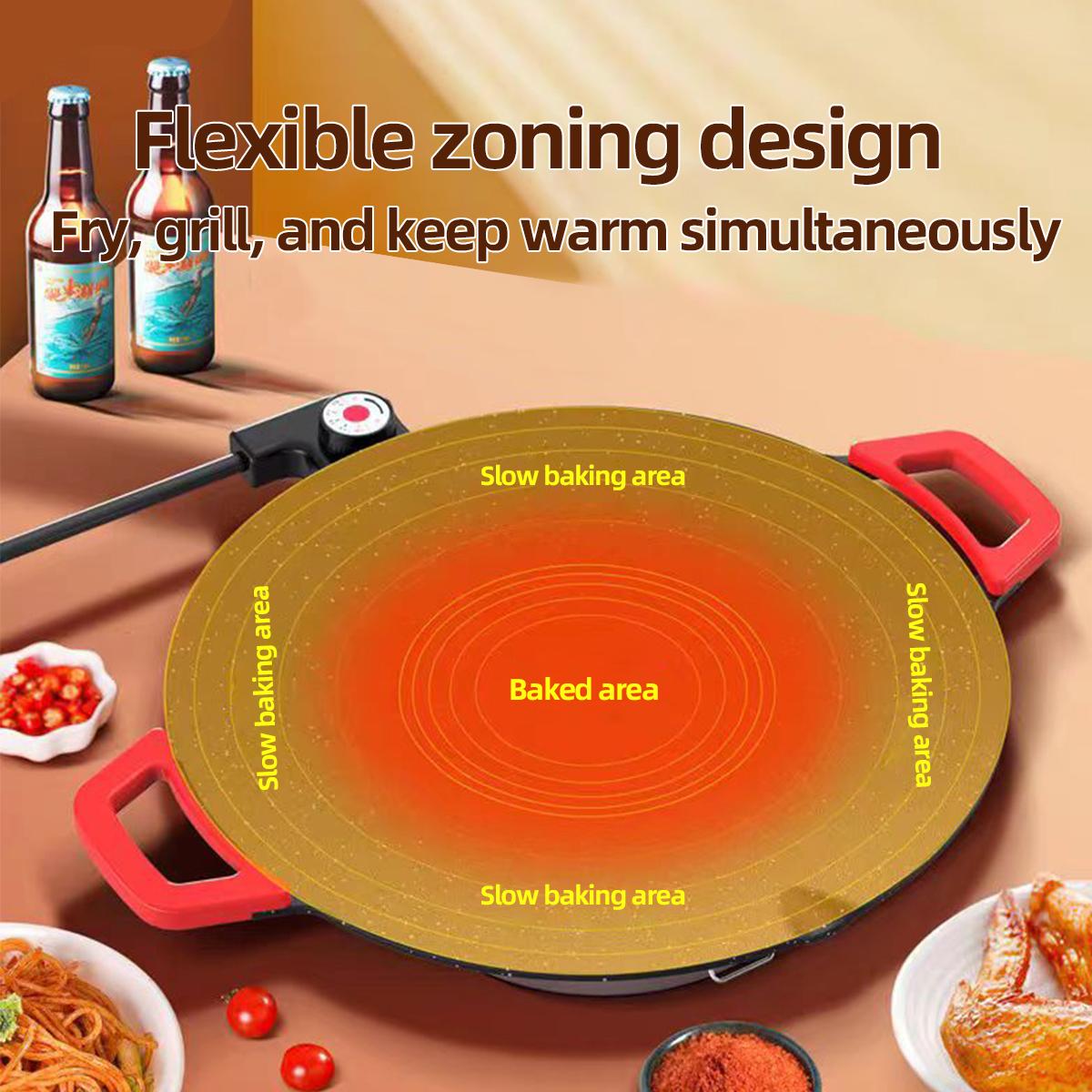 1500W Portable Electric Korean BBQ Grill, Indoor Smokeless Nonstick Grill Pan with Adjustable Temperature Control, Large Surface Frying Griddle for Home Cooking and Tabletop BBQ