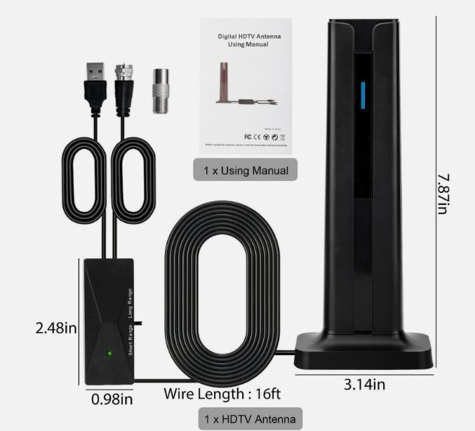 2026 Digital TV Antenna for Smart TV, 360° Reception, 4K HDTV, Long Range, Easy Install, Indoor Antenna for Local Channels, No Cable Needed, Compatible with 1080P TVs, 3M Stick Base