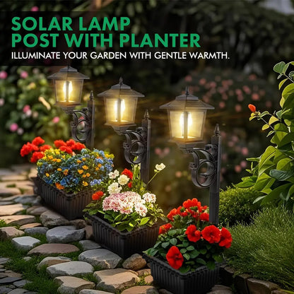 Solar Post Light with Planter, 2-in-1 Outdoor Decoration for Porch, Patio & Front Door, Perfect for Weddings, Easter & Events