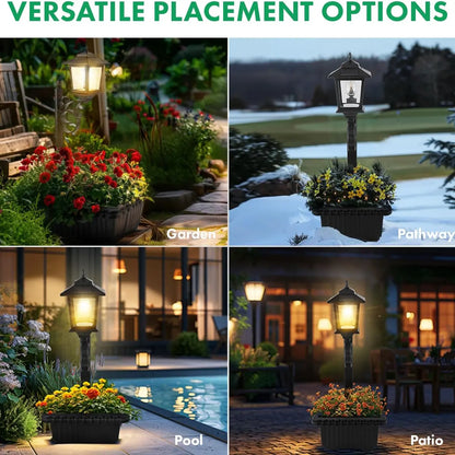 Solar Post Light with Planter, 2-in-1 Outdoor Decoration for Porch, Patio & Front Door, Perfect for Weddings, Easter & Events