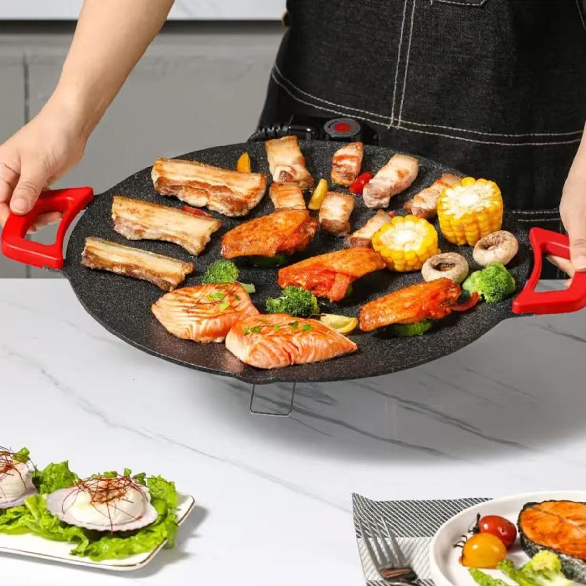 1500W Portable Electric Korean BBQ Grill, Indoor Smokeless Nonstick Grill Pan with Adjustable Temperature Control, Large Surface Frying Griddle for Home Cooking and Tabletop BBQ