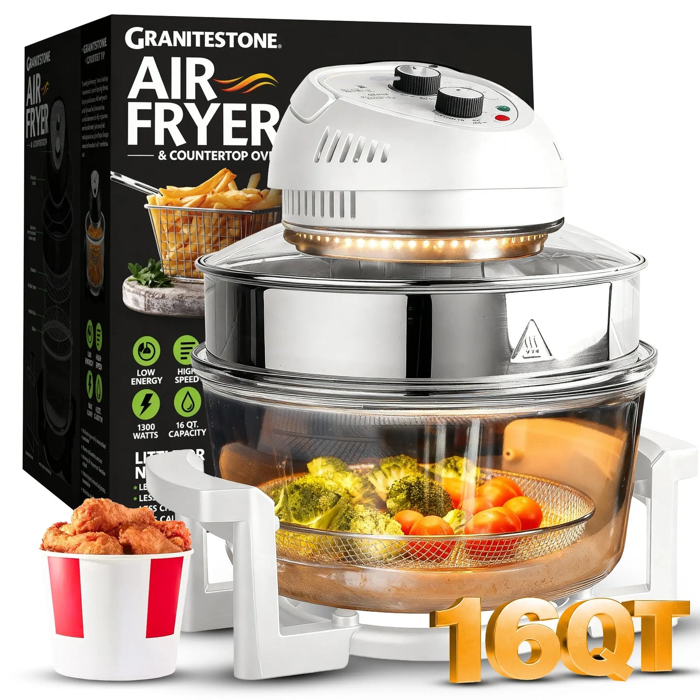 16 Quart Extra Large Air Fryer Oven, Oil-Less Crispy Cooking for Healthier Meals, Large Capacity Countertop Air Fryer with Rapid Hot Air Circulation for Family Size Cooking