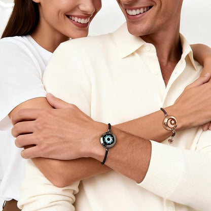 Couple Bracelet for Long Distance, Vibration & Lighting, Bluetooth Pair, Stainless Steel