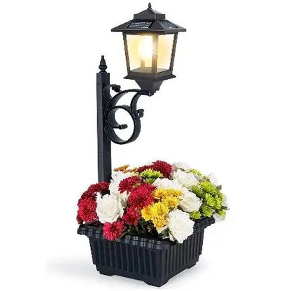 Solar Post Light with Planter, 2-in-1 Outdoor Decoration for Porch, Patio & Front Door, Perfect for Weddings, Easter & Events