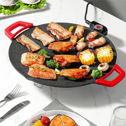 1500W Portable Electric Korean BBQ Grill, Indoor Smokeless Nonstick Grill Pan with Adjustable Temperature Control, Large Surface Frying Griddle for Home Cooking and Tabletop BBQ