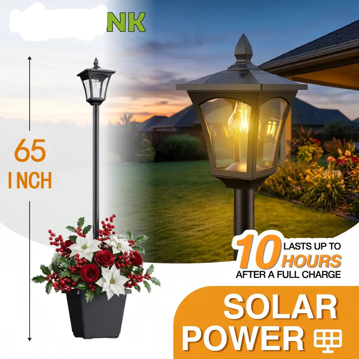 Solar Post Light with Planter, 2-in-1 Outdoor Decoration for Porch, Patio & Front Door, Perfect for Weddings, Easter & Events